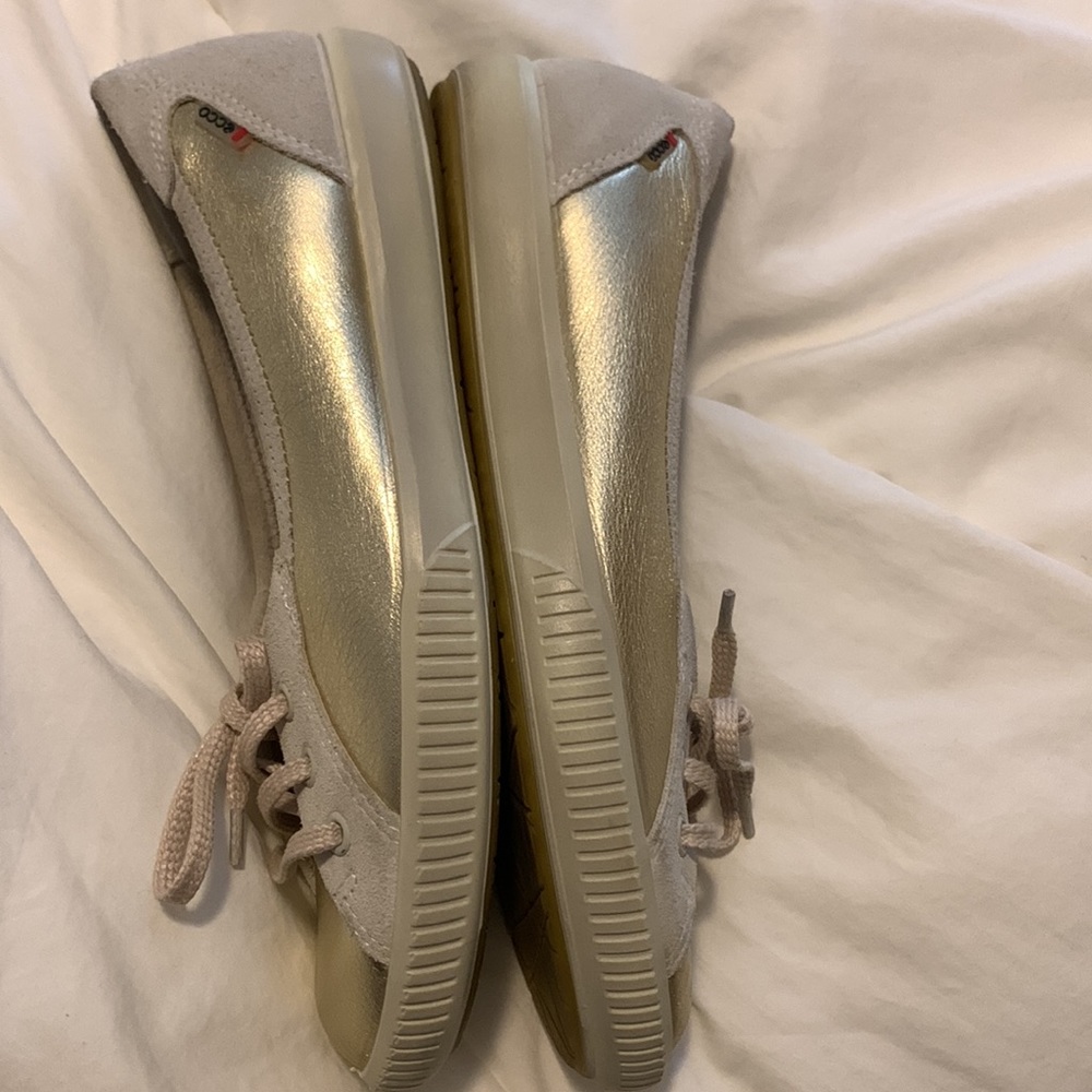 Take me with you! Cute ecco gold and cream leather sneakers size 37 - Picture 5 of 8